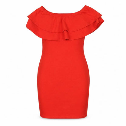 New Look Womens Red Polyester Bodycon Size 8 Off the Shoulder Pullover