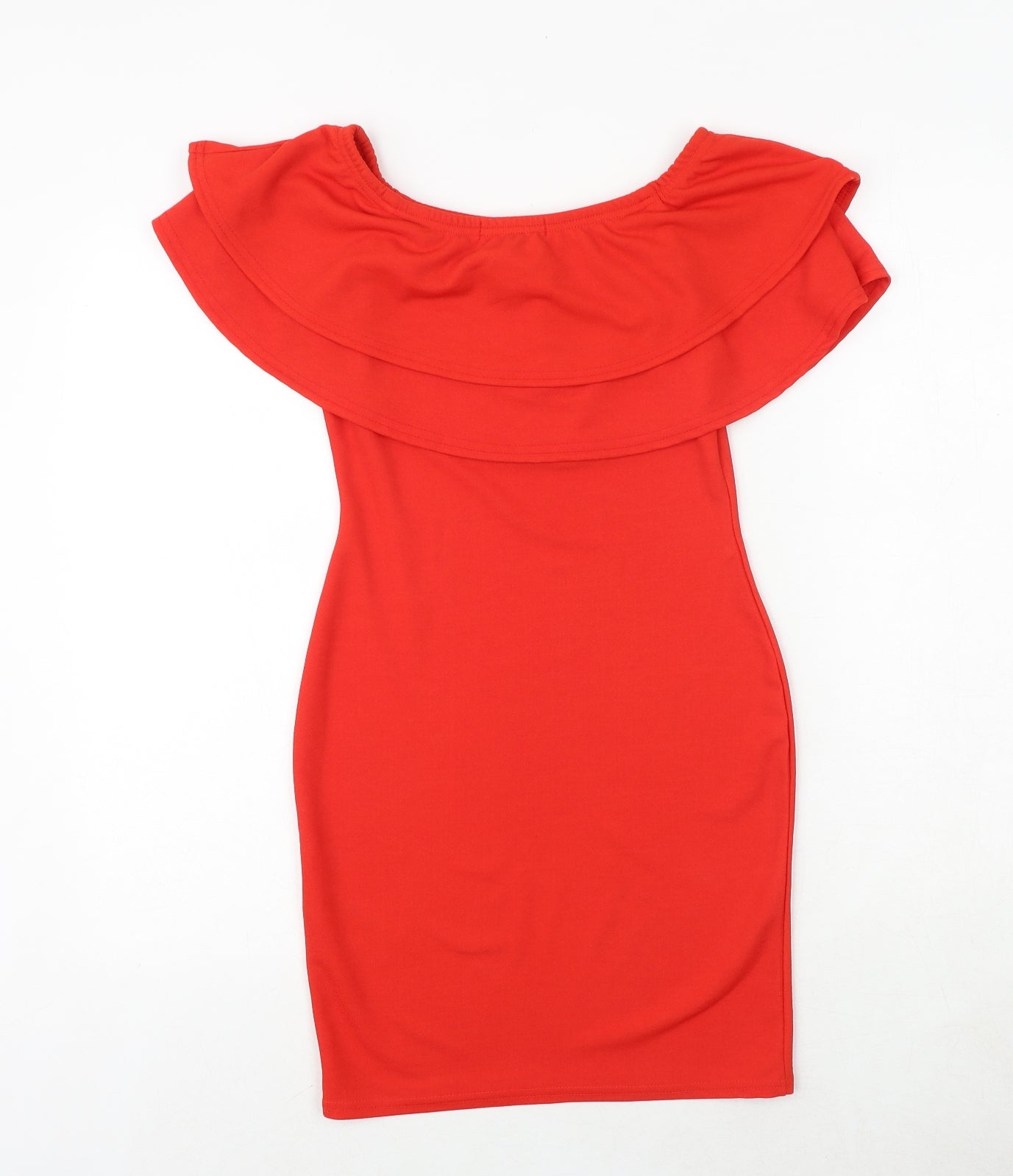New Look Womens Red Polyester Bodycon Size 8 Off the Shoulder Pullover