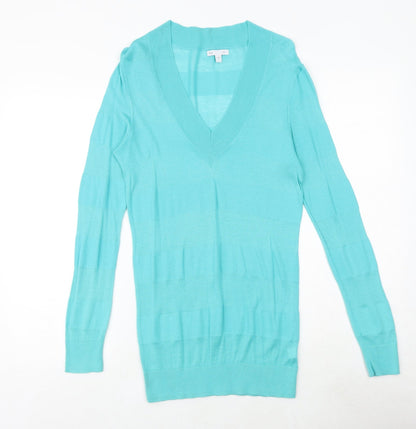 Gap Womens Blue V-Neck Cotton Pullover Jumper Size S