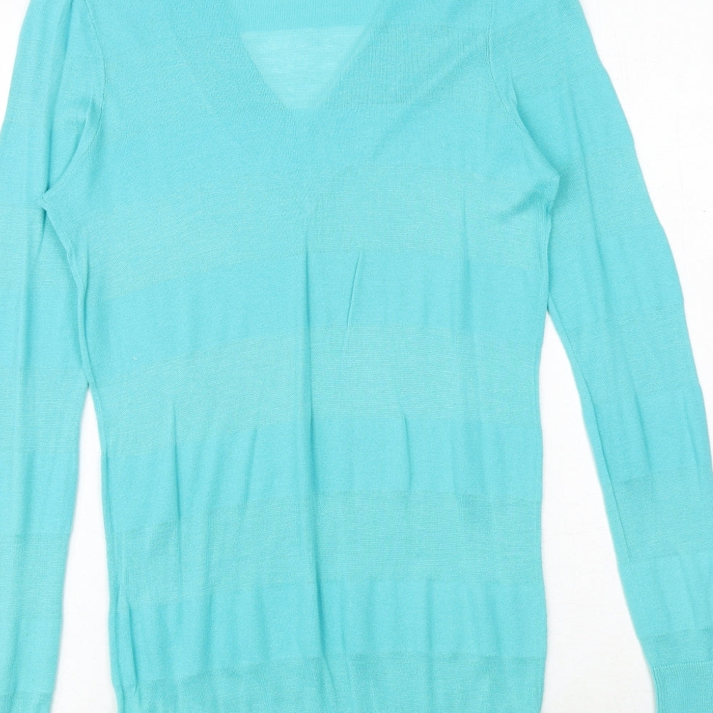 Gap Womens Blue V-Neck Cotton Pullover Jumper Size S