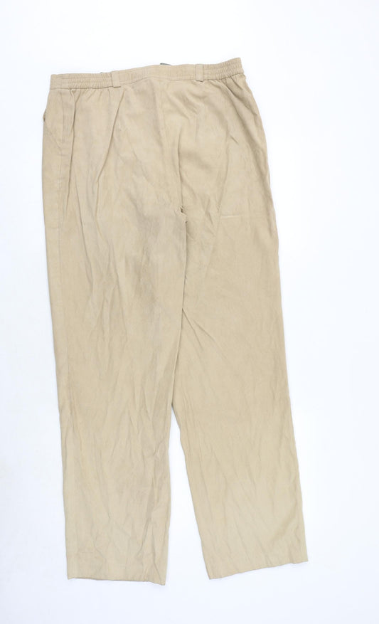 First Avenue Womens Beige Polyester Trousers Size 18 Regular Zip