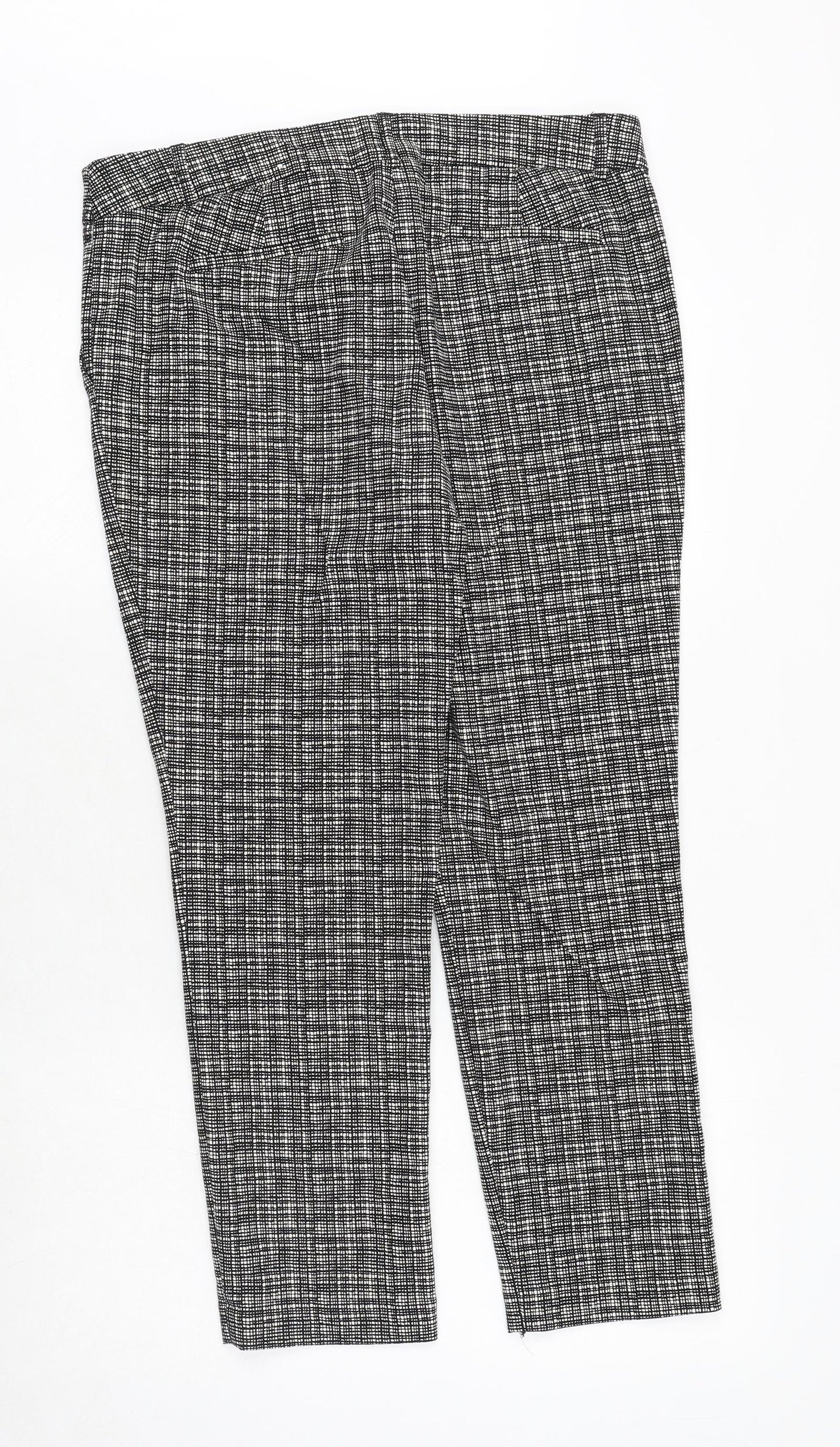 Lila Rose Womens Black Geometric Cotton Chino Trousers Size L Regular Zip