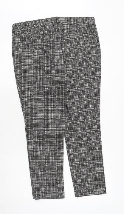 Lila Rose Womens Black Geometric Cotton Chino Trousers Size L Regular Zip