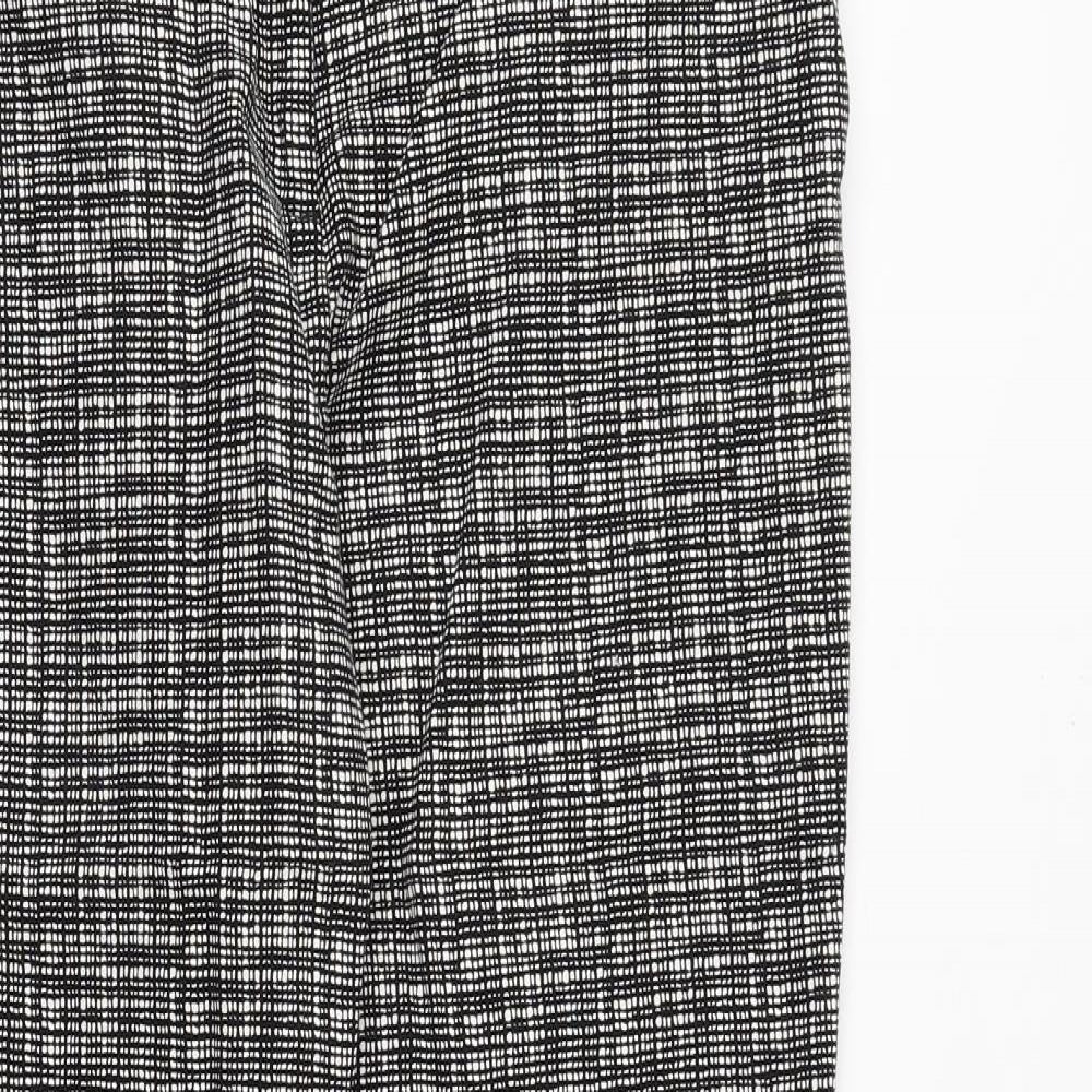 Lila Rose Womens Black Geometric Cotton Chino Trousers Size L Regular Zip