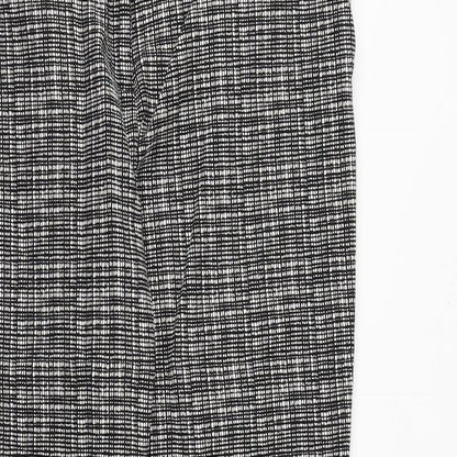 Lila Rose Womens Black Geometric Cotton Chino Trousers Size L Regular Zip