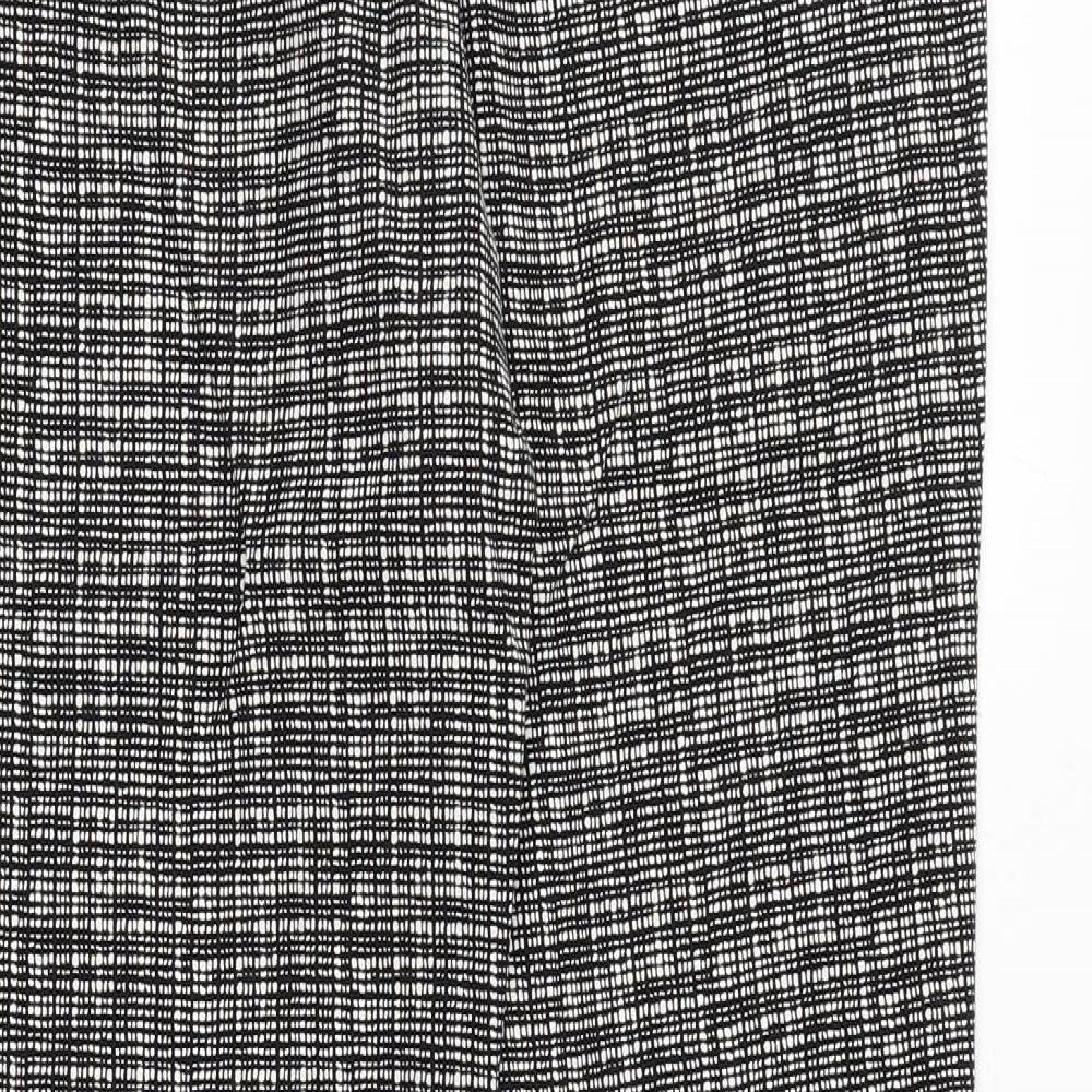 Lila Rose Womens Black Geometric Cotton Chino Trousers Size L Regular Zip