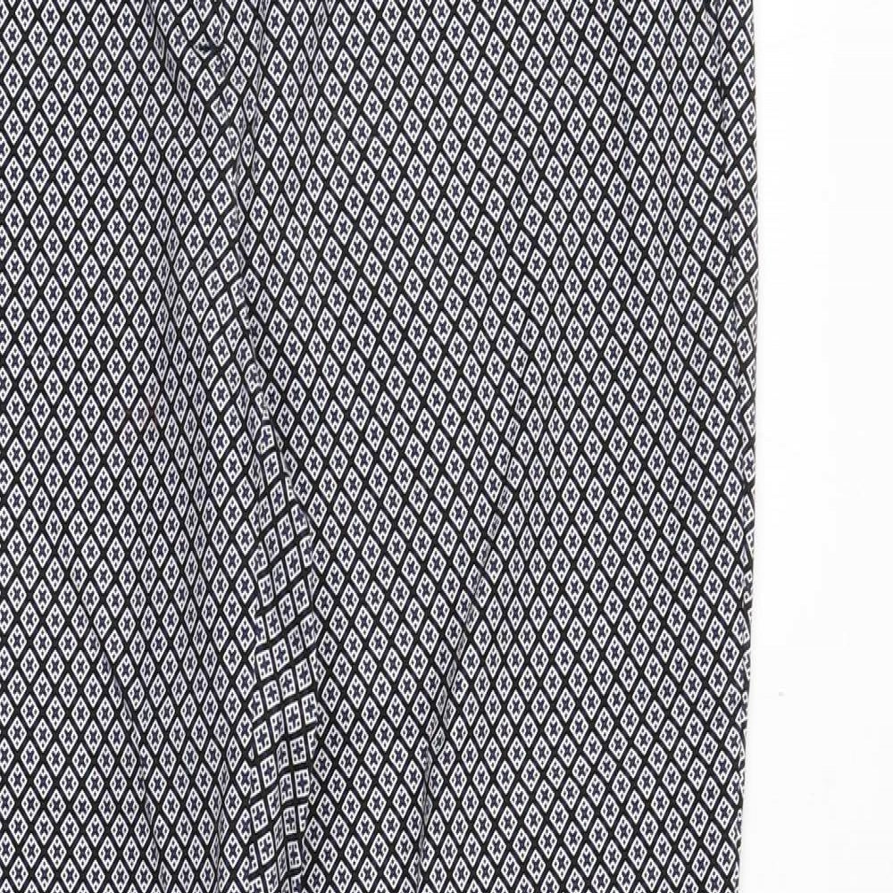Katherine Barclay Womens Blue Geometric Cotton Chino Trousers Size 14 Regular Zip