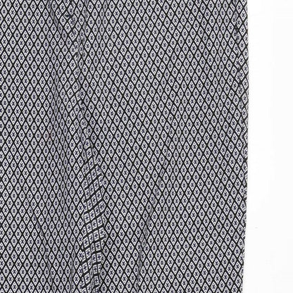 Katherine Barclay Womens Blue Geometric Cotton Chino Trousers Size 14 Regular Zip