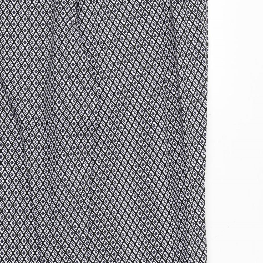 Katherine Barclay Womens Blue Geometric Cotton Chino Trousers Size 14 Regular Zip