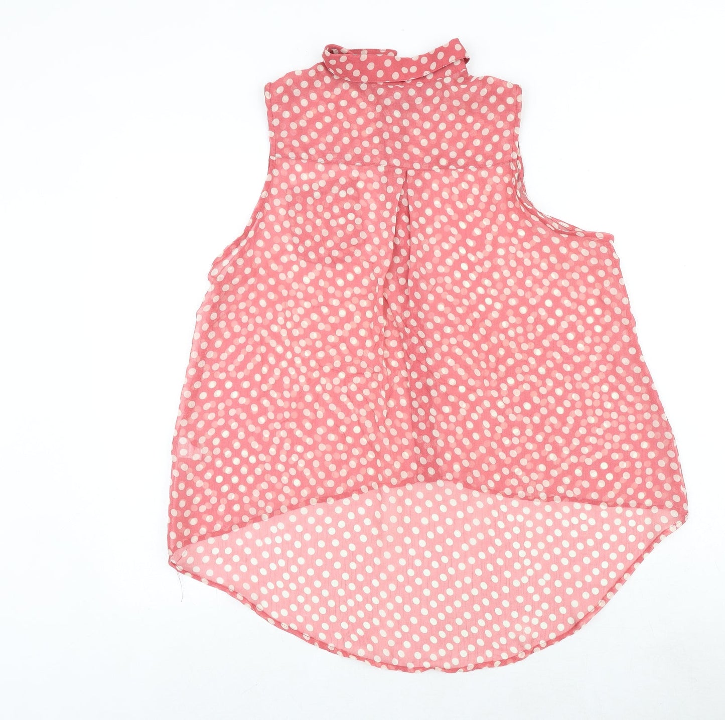 Glamorous Womens Pink Polka Dot Polyester Basic Tank Size 12 Collared