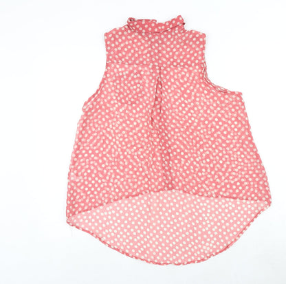 Glamorous Womens Pink Polka Dot Polyester Basic Tank Size 12 Collared