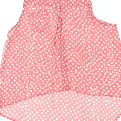 Glamorous Womens Pink Polka Dot Polyester Basic Tank Size 12 Collared