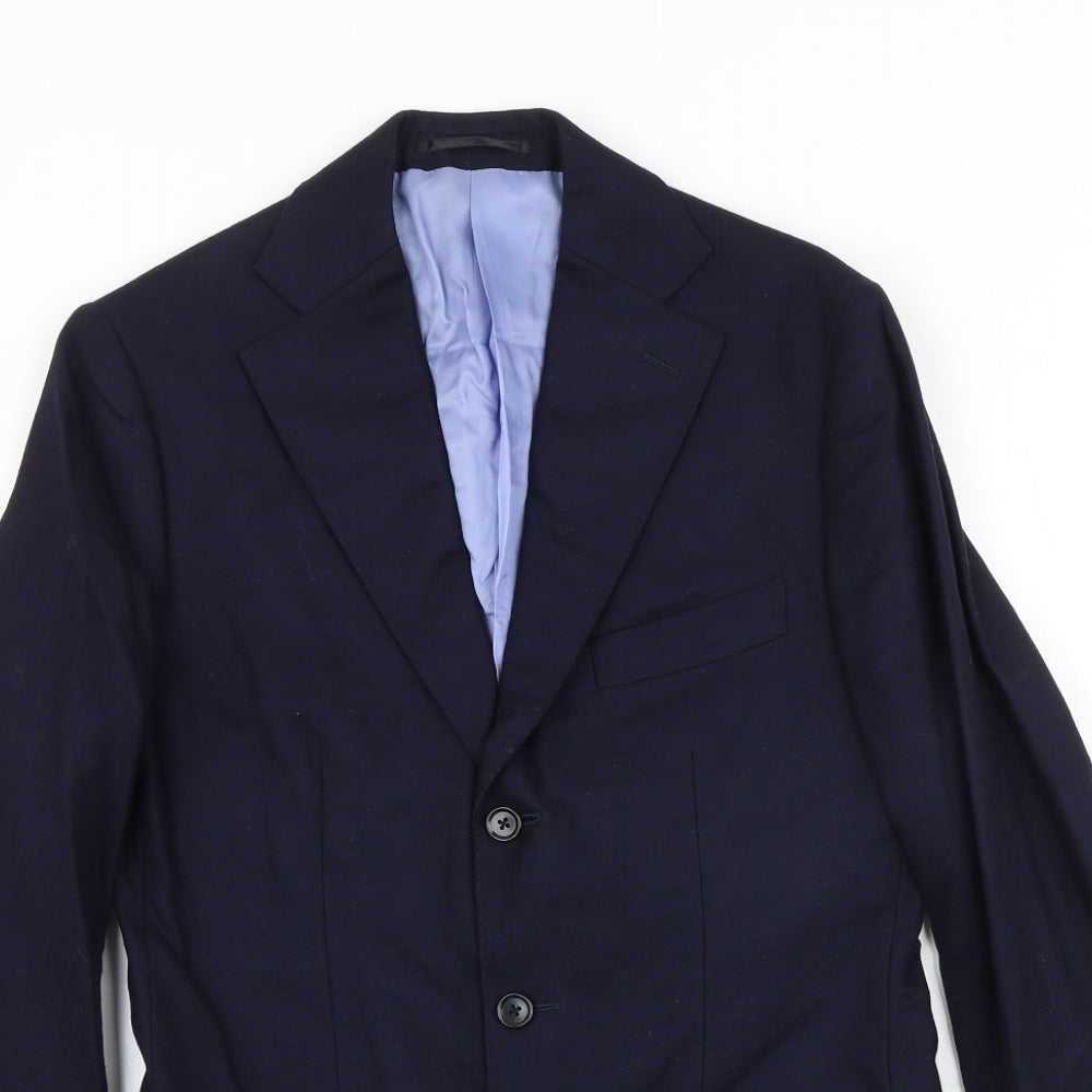 lazio Mens Blue Polyester Jacket Suit Jacket Size 36 Regular