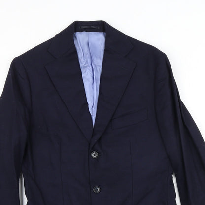 lazio Mens Blue Polyester Jacket Suit Jacket Size 36 Regular
