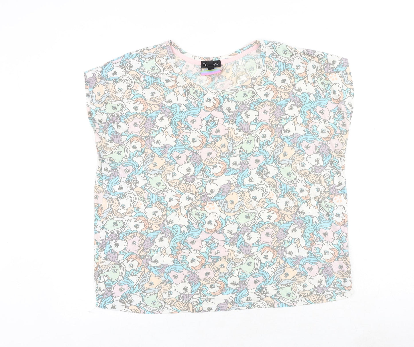 Womens UK Size 14 Topshop Multicoloured Basic T-Shirt