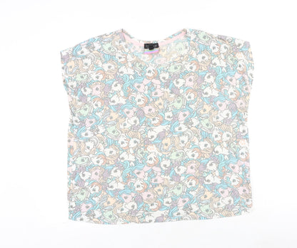 Womens UK Size 14 Topshop Multicoloured Basic T-Shirt