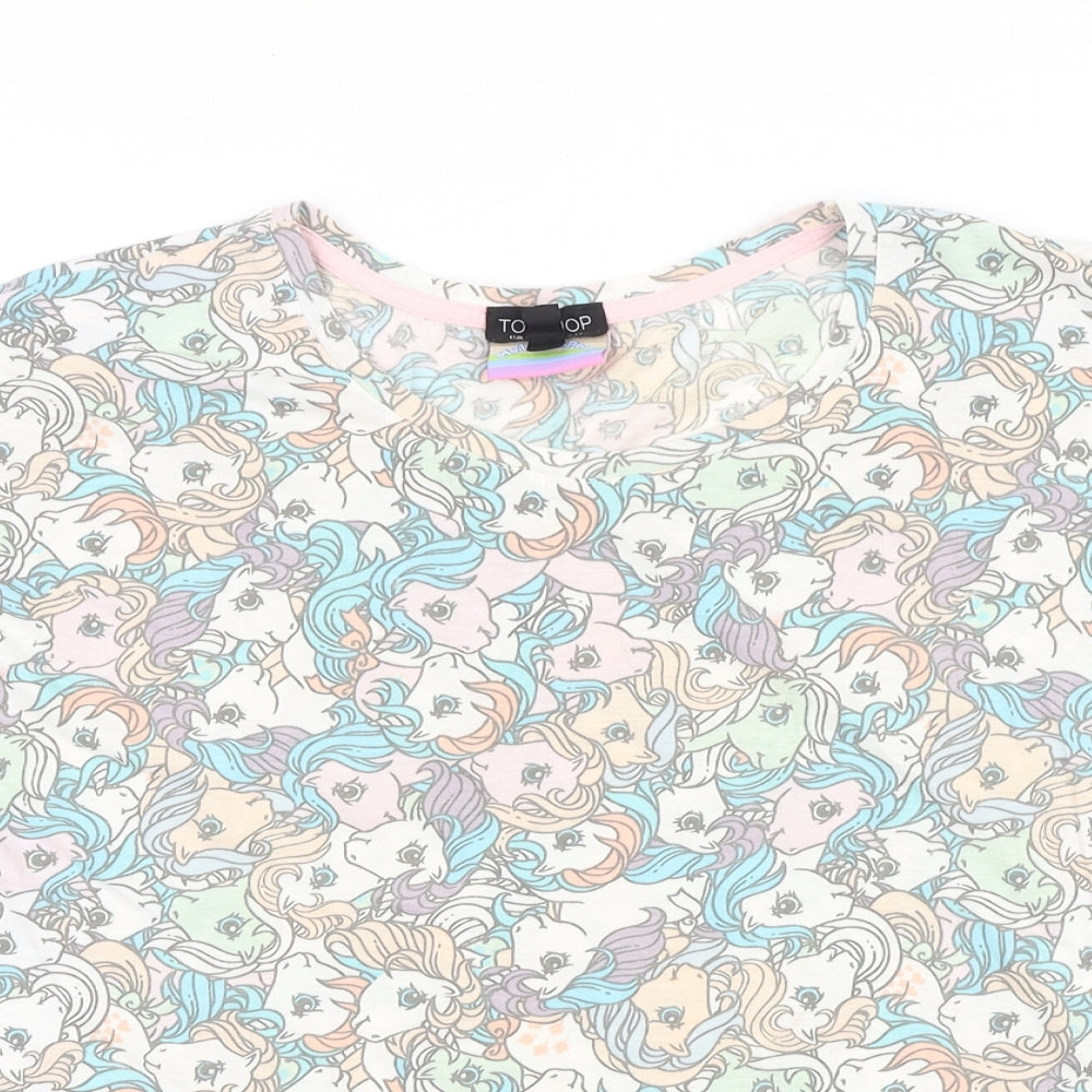 Womens UK Size 14 Topshop Multicoloured Basic T-Shirt