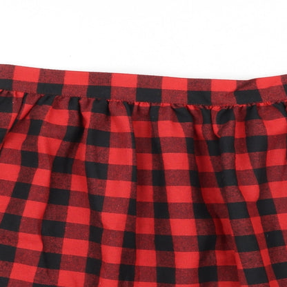 Affliction Black Premium Womens Red Check Cotton Skater Skirt Size XL Zip