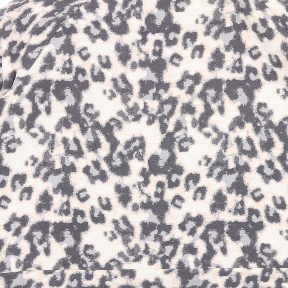 Bonmarché Womens Grey Animal Print Cotton Pullover Sweatshirt Size 12 Pullover - Leopard Pattern