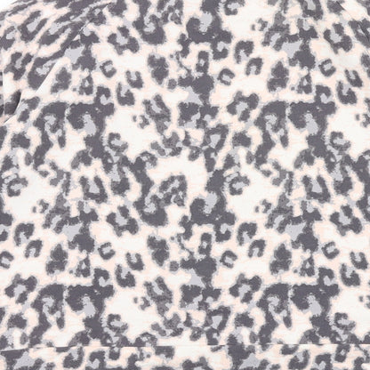Bonmarché Womens Grey Animal Print Cotton Pullover Sweatshirt Size 12 Pullover - Leopard Pattern