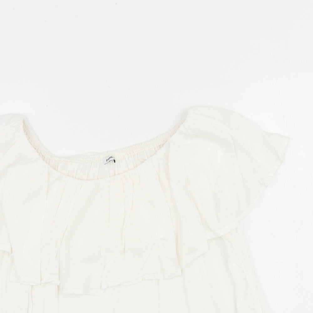 Womens UK Size M Pimkie White Basic Blouse