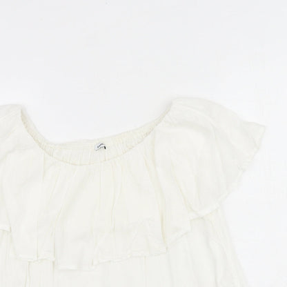 Womens UK Size M Pimkie White Basic Blouse
