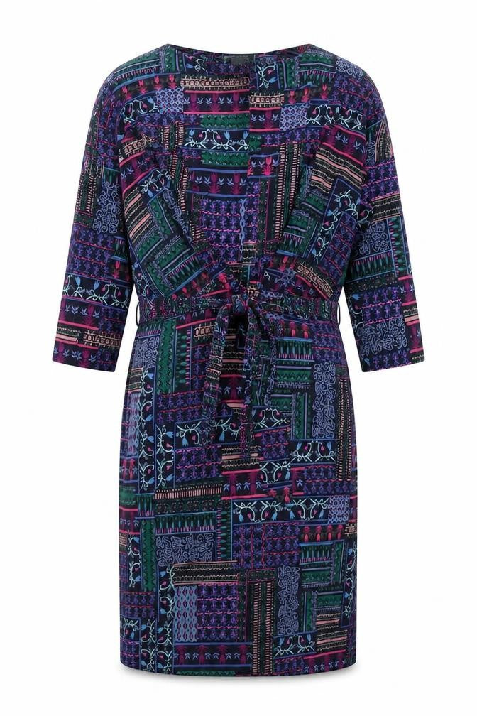 Monsoon Womens Purple Geometric Viscose A-Line Size 10 Round Neck Pullover