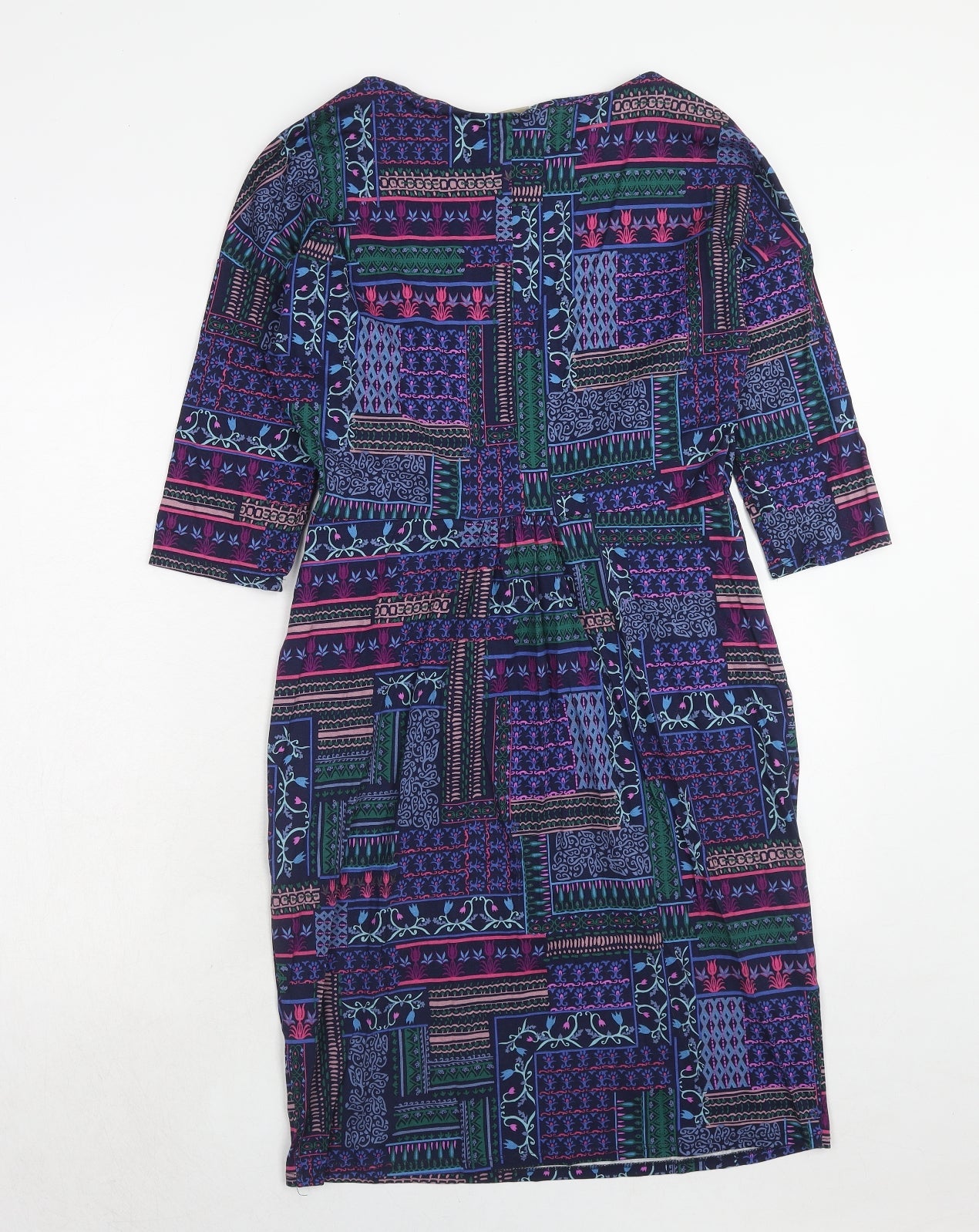 Monsoon Womens Purple Geometric Viscose A-Line Size 10 Round Neck Pullover