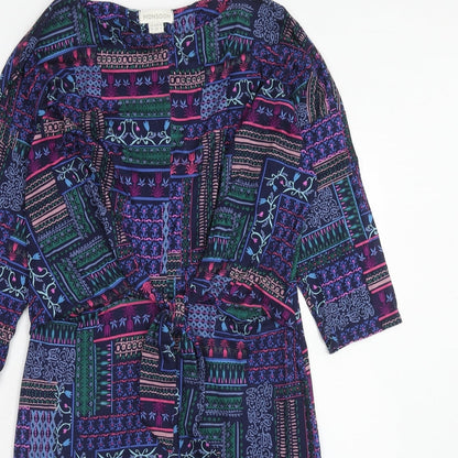 Monsoon Womens Purple Geometric Viscose A-Line Size 10 Round Neck Pullover