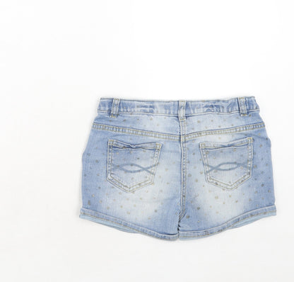 NEXT Girls Blue Polka Dot Cotton Boyfriend Shorts Size 9 Years Regular Zip