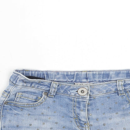 NEXT Girls Blue Polka Dot Cotton Boyfriend Shorts Size 9 Years Regular Zip