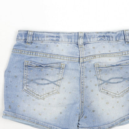 NEXT Girls Blue Polka Dot Cotton Boyfriend Shorts Size 9 Years Regular Zip