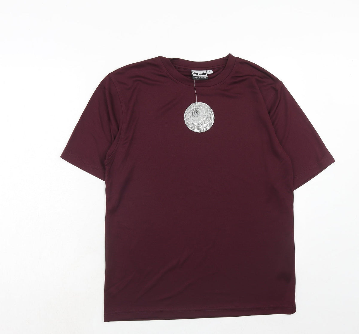 Boronia Mens Red Polyester Pullover T-Shirt Size S Crew Neck Pullover