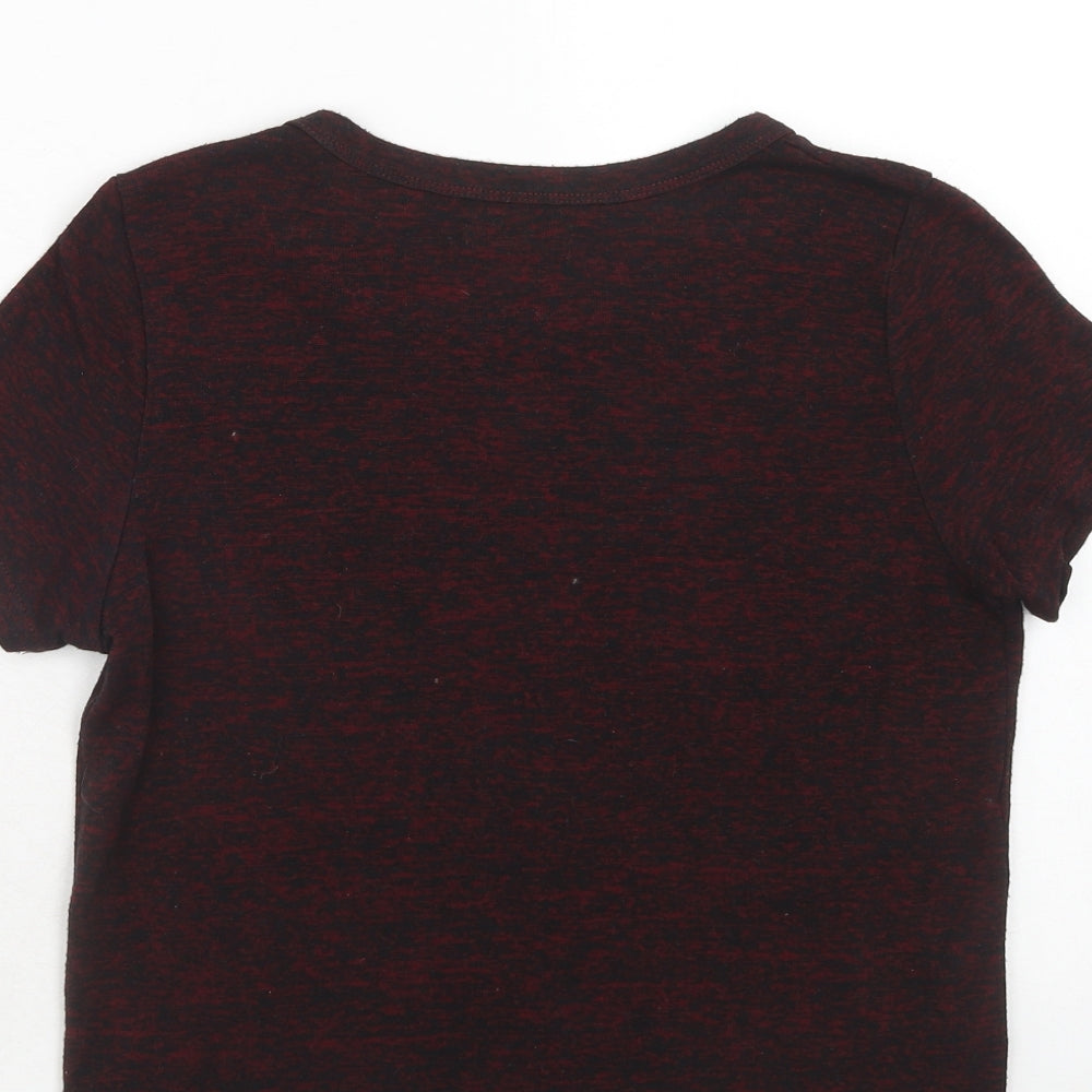 BDG Womens Red Geometric Viscose Basic T-Shirt Size S Round Neck