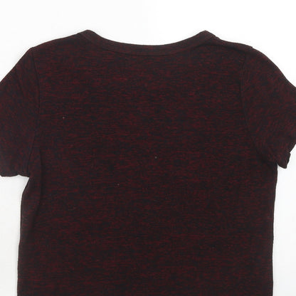 BDG Womens Red Geometric Viscose Basic T-Shirt Size S Round Neck