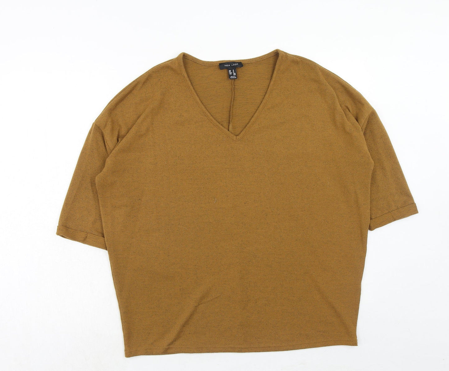 New Look Womens Yellow Polyester Basic Blouse Size M V-Neck