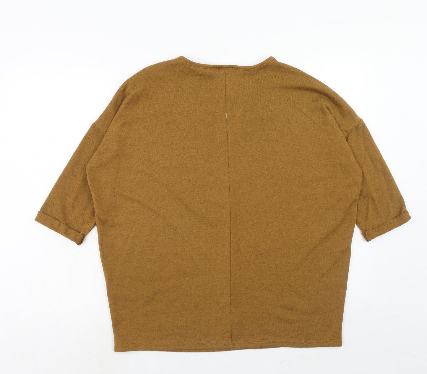 New Look Womens Yellow Polyester Basic Blouse Size M V-Neck