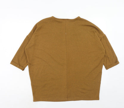 New Look Womens Yellow Polyester Basic Blouse Size M V-Neck
