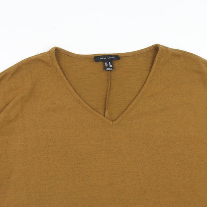 New Look Womens Yellow Polyester Basic Blouse Size M V-Neck