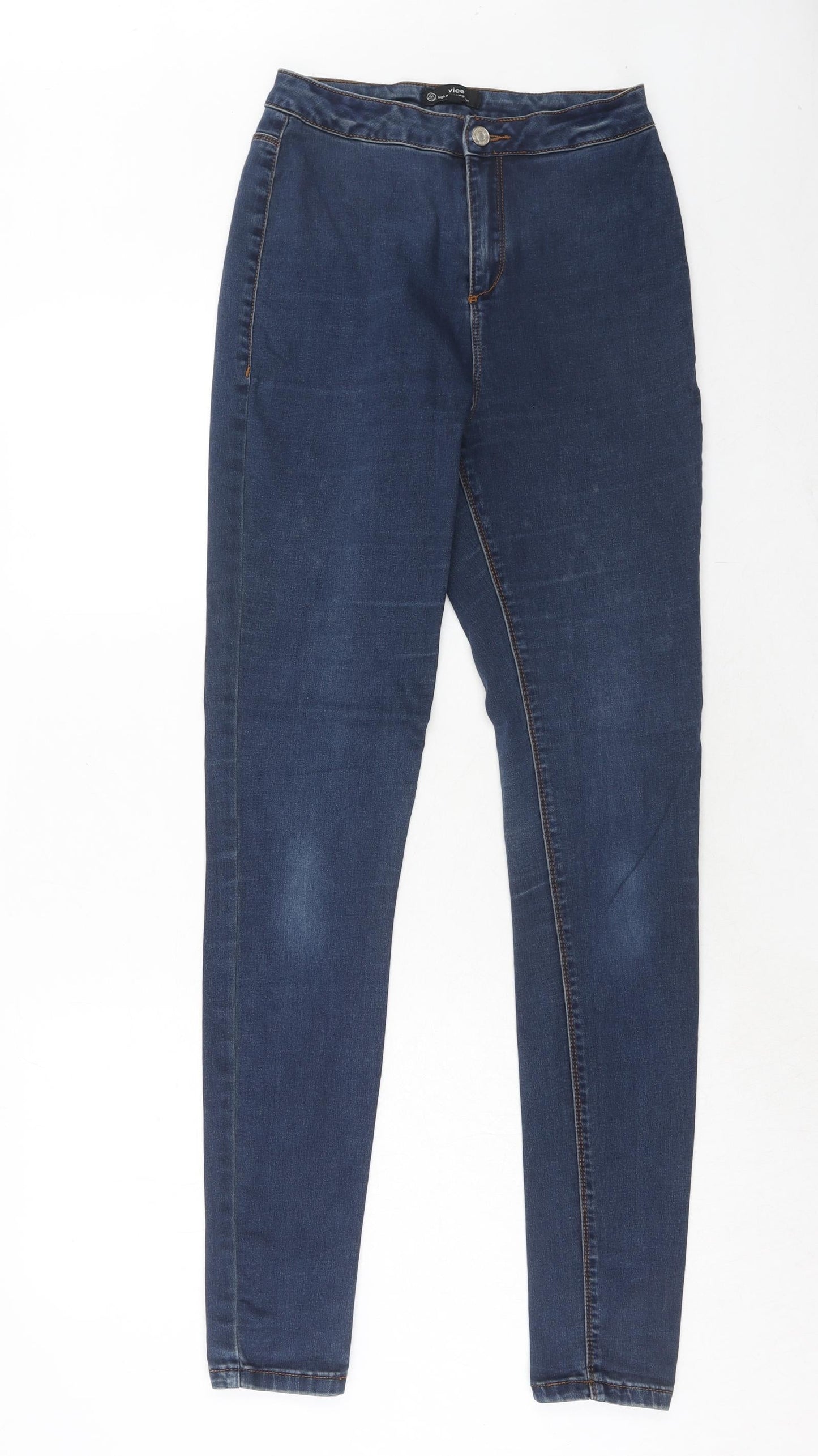 Missguided Womens Blue Cotton Skinny Jeans Size 10 Regular Zip
