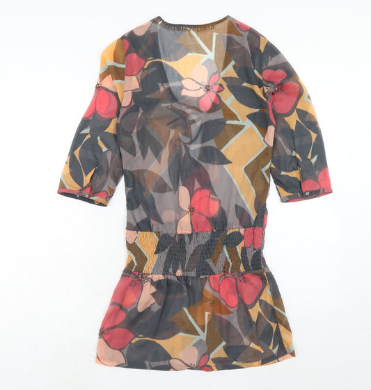 Accessorize Womens Multicoloured Geometric Polyester A-Line Size 8 V-Neck Pullover - Beach Cover Up