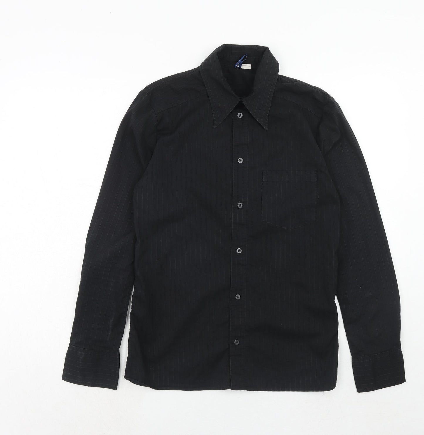 Mens UK Size M H&M Black  Button-Up Long Sleeve Casual Shirt