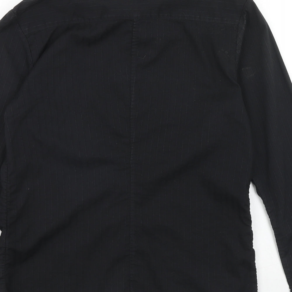 Mens UK Size M H&M Black  Button-Up Long Sleeve Casual Shirt