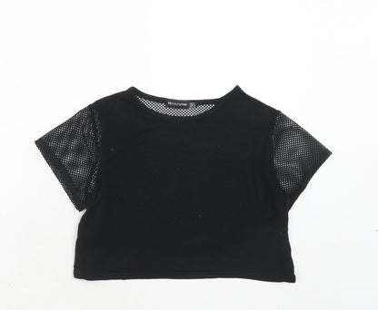Womens UK Size 6 PRETTYLITTLETHING Black Cropped T-Shirt