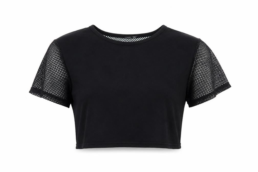 Womens UK Size 6 PRETTYLITTLETHING Black Cropped T-Shirt