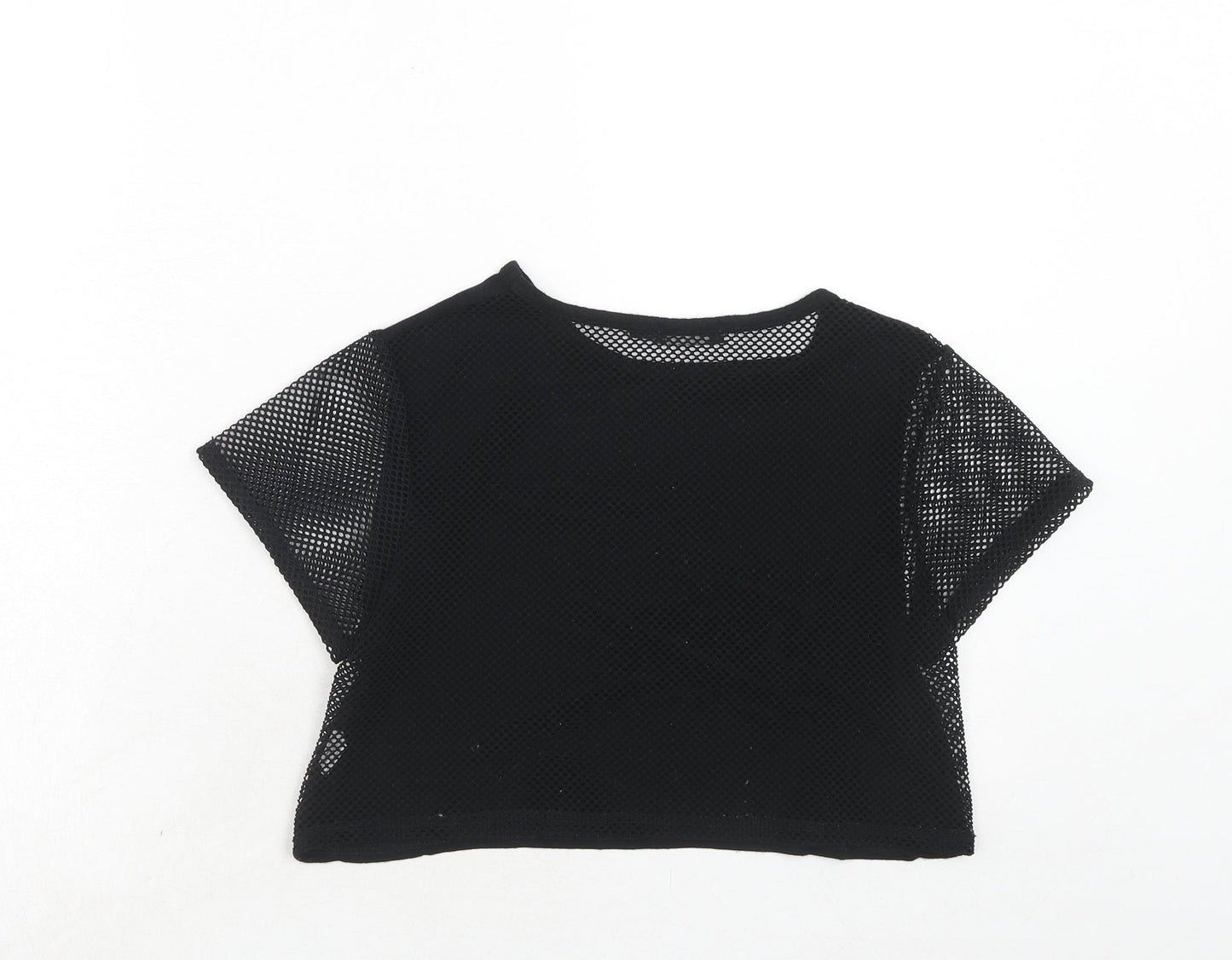 Womens UK Size 6 PRETTYLITTLETHING Black Cropped T-Shirt
