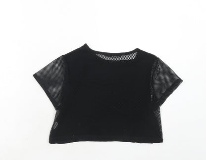 Womens UK Size 6 PRETTYLITTLETHING Black Cropped T-Shirt