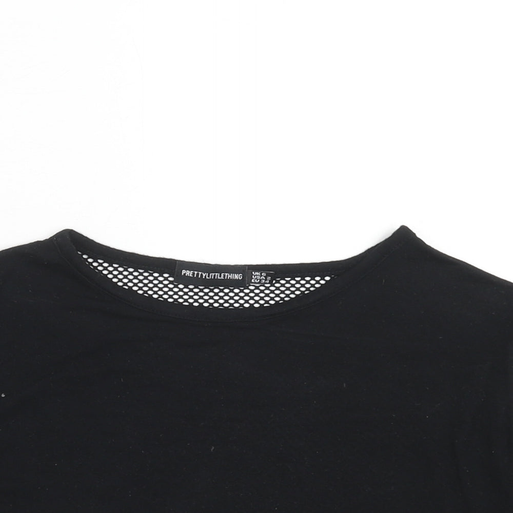 Womens UK Size 6 PRETTYLITTLETHING Black Cropped T-Shirt