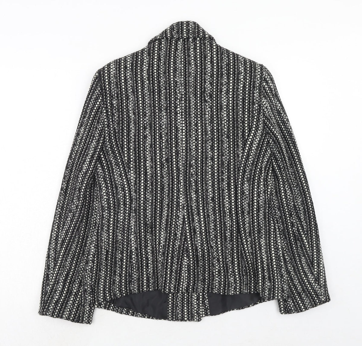 F&F Womens Black Geometric Pea Coat Coat Size 12 Button