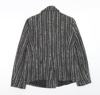 F&F Womens Black Geometric Pea Coat Coat Size 12 Button